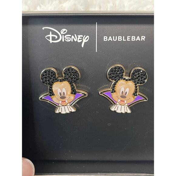 Disney Baublebar Mickey Mouse Vampire Halloween Stud Earrings NEW Dracula Bat - Picture 8 of 8